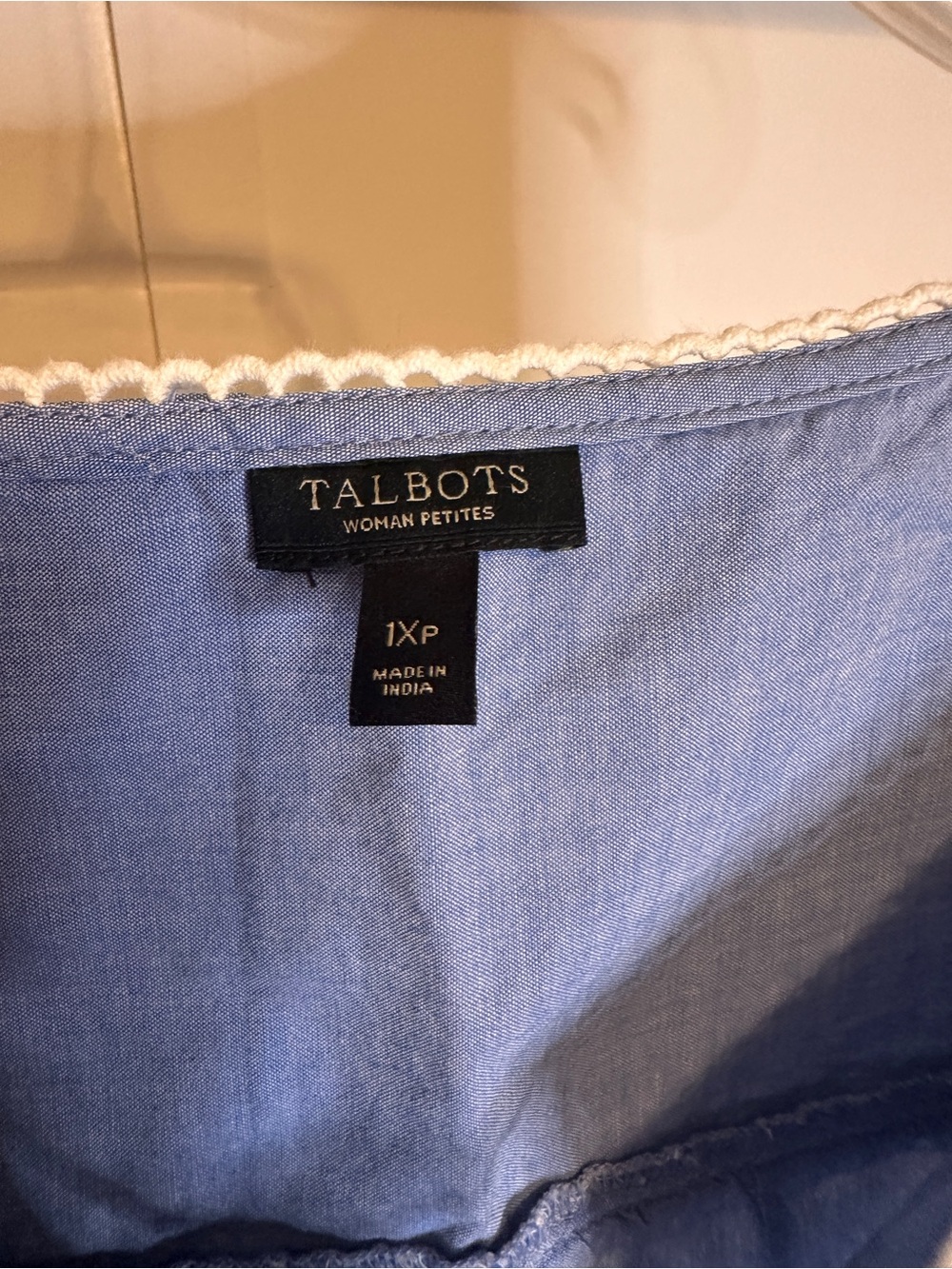 Talbots Light Blue‎ Sleeveless Embroidered Tie-Front Tank xlp - Picture 6 of 12